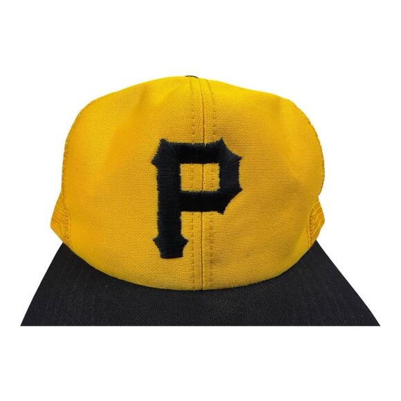 Vintage 80’s 90’s Pittsburgh Pirates Snapback Trucker Hat Cap MLB U.I.I. Yellow - Picture 6 of 11